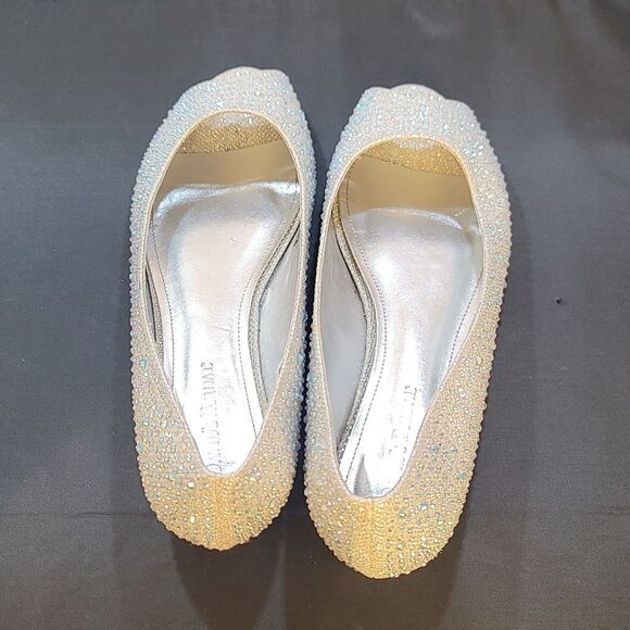 DAVID BRIDAL LOW WEDGE PEEP-TOES WITH CRYSTALS  WOMEN'S SHOE - Picture 9 of 16
